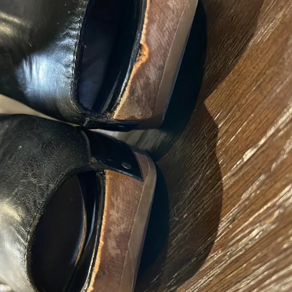 Marni Peep Roe Booties black with Wooden Heels, size 37 (US 7)